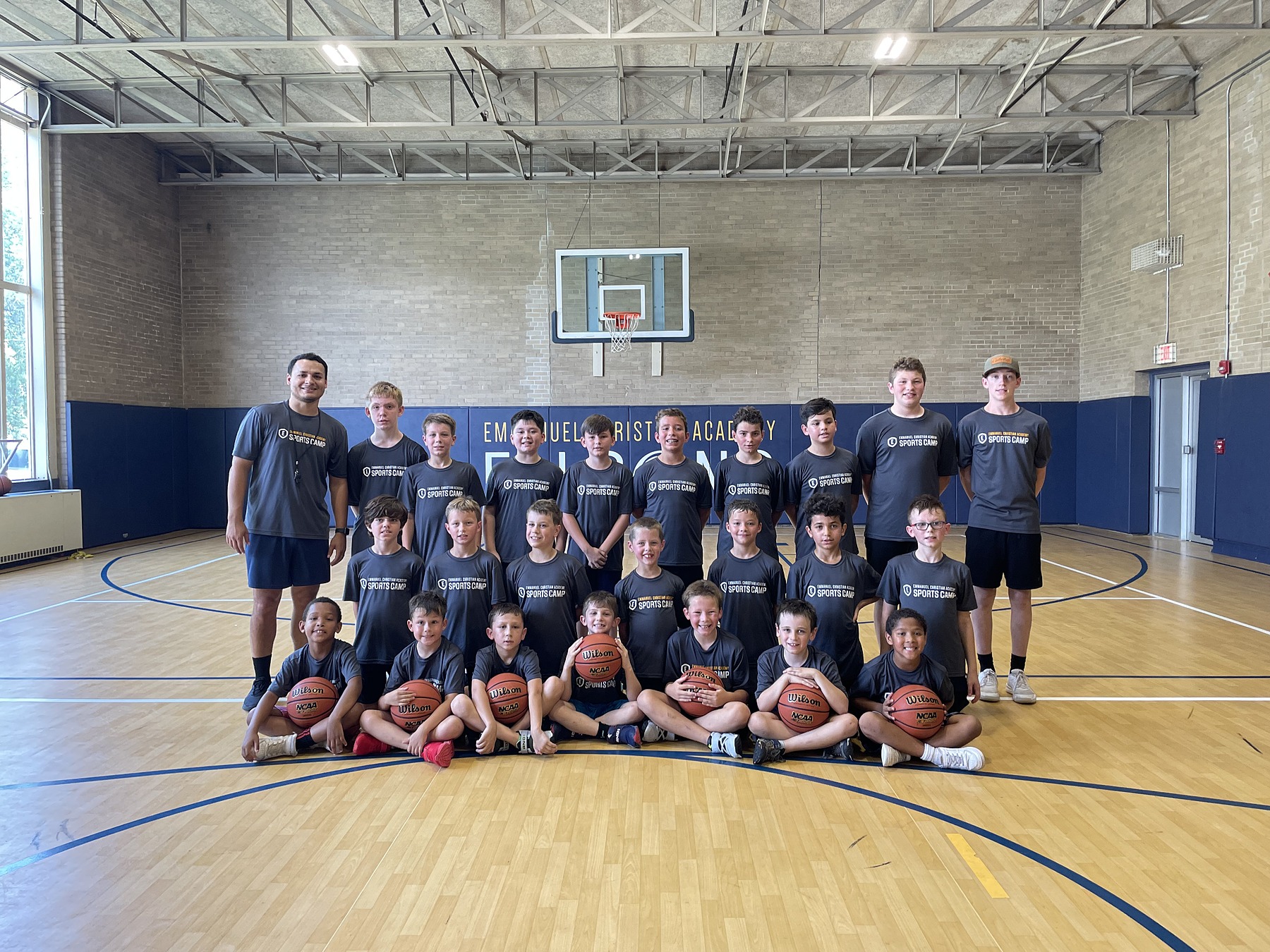 Youth athletes at the Emmanuel Christian Academy basketball camp